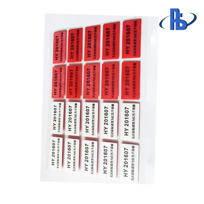 Color Changing Water Sensitive Sticker , Tamper Proof Water Sensitive Label