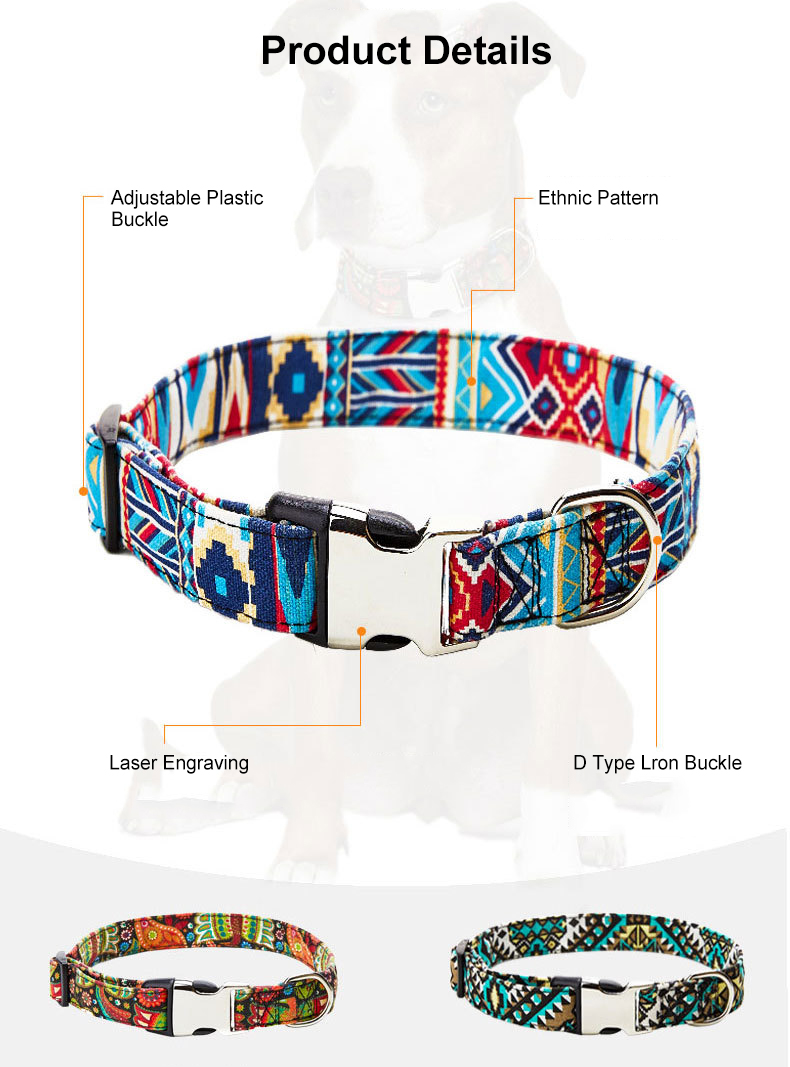 Heat Transfer Personalized Pet Collars Metal Buckle Custom Dog Collars