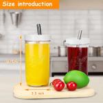 Wide Mouth Glass Tea Reusable Smoothie Cups With Straw 16oz 24oz