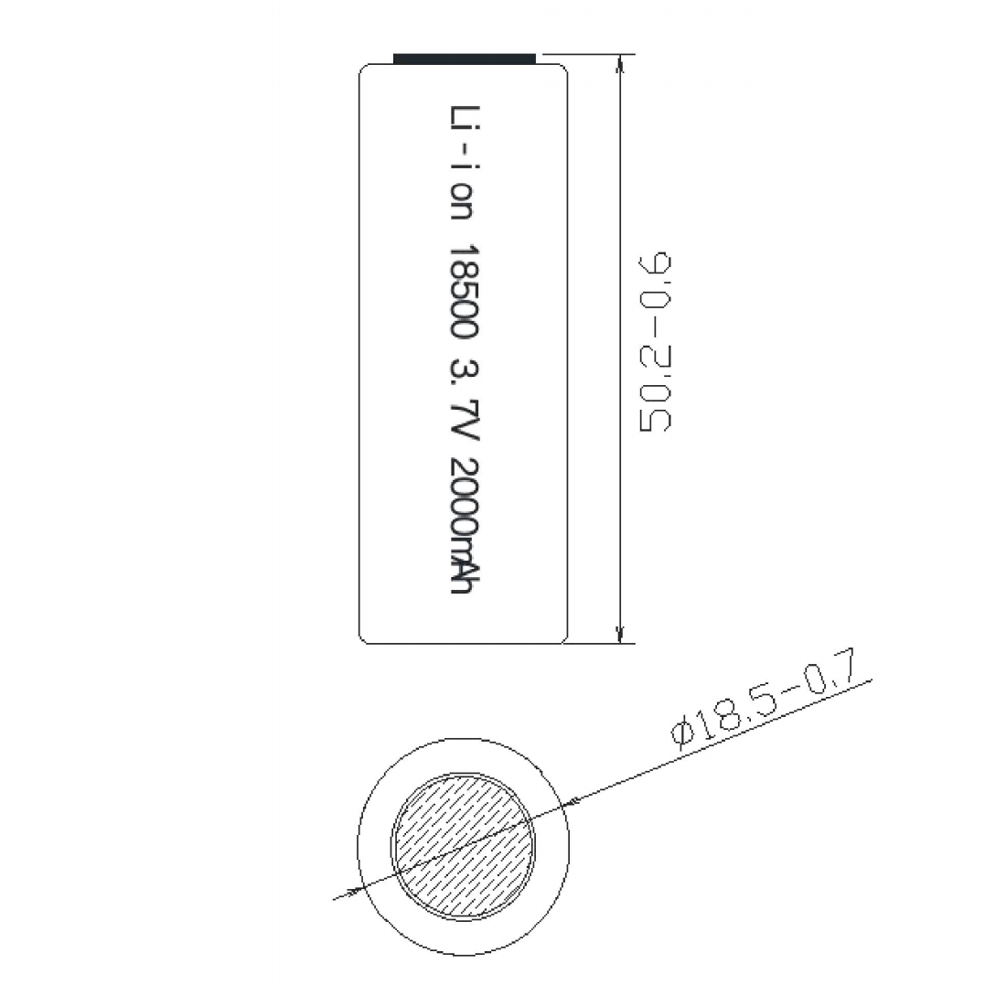Lithium ion battery 18500 Dimension Figure