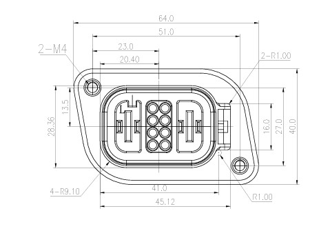 FLV2+8 High-Temp Hybrid Connector 80A 600VAC Black ABS Housing for Industrial Vehicles