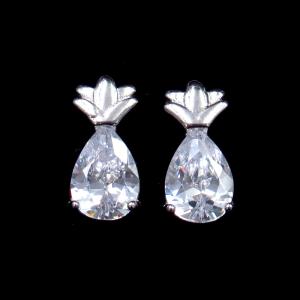Wholesale Fashion Pineapple S925 Silver Earrings Fruit Shining Stone Small Exquisite Jewelry from china suppliers