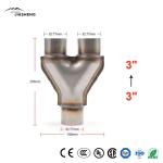 Y-Shaped Three-Way Exhaust Pipe Euro 1 Catalytic Converter Metallic Exhaust
