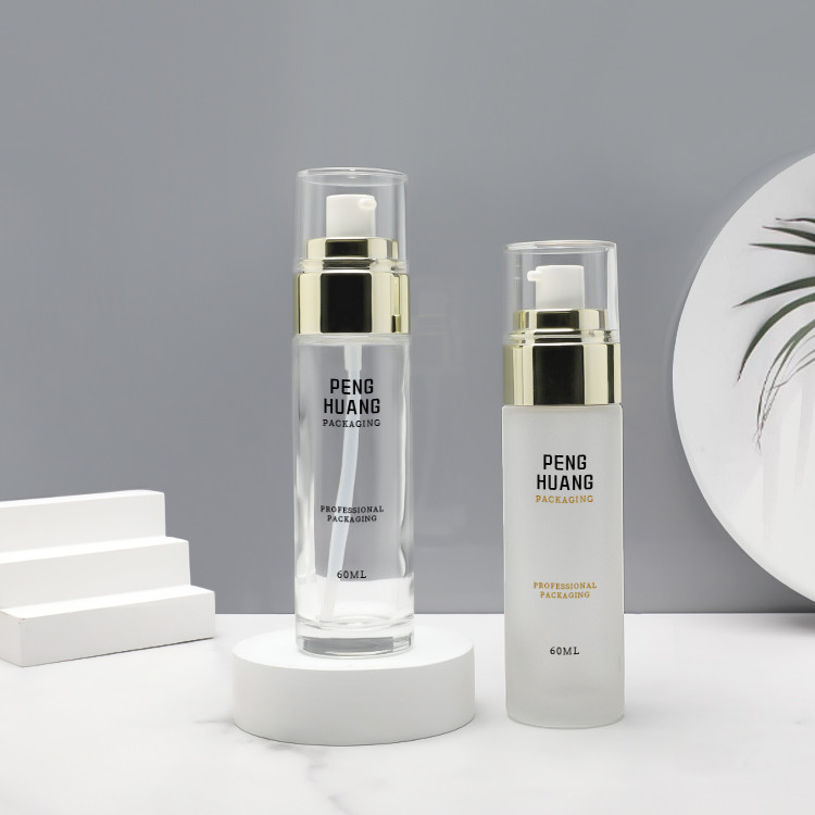 Luxury Glass Lotion Bottle 60ml Cosmetic Packaging Container Screen Printing