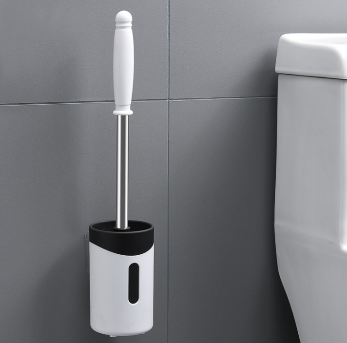 Stainless steel toilet brush no dead corner toilet brush long handle dead corner soft bristle brush household no-punch cleaning