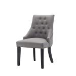 Modern Grey Fabric Accent Chair Leather Tufted High Back Hotel Upholstered