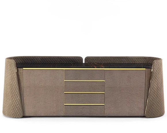 Luxury Wooden Structure Storage Sideboard Cabinet With Marble Basin Top