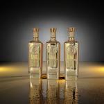 Electroplating Decorated Embossed 750ml premium whiskey bottle