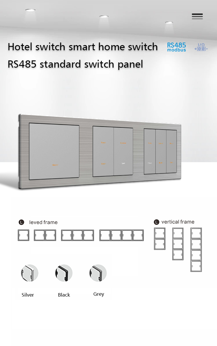86mm Modbus Wall Switch , Home Lighting Switches Two Gang Push Button
