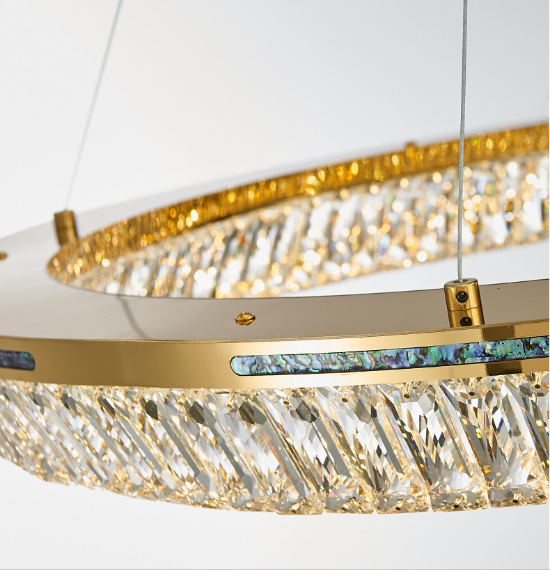 3000K To 6500K Three Ring Crystal Commercial Chandelier LED Source K9 Crystal