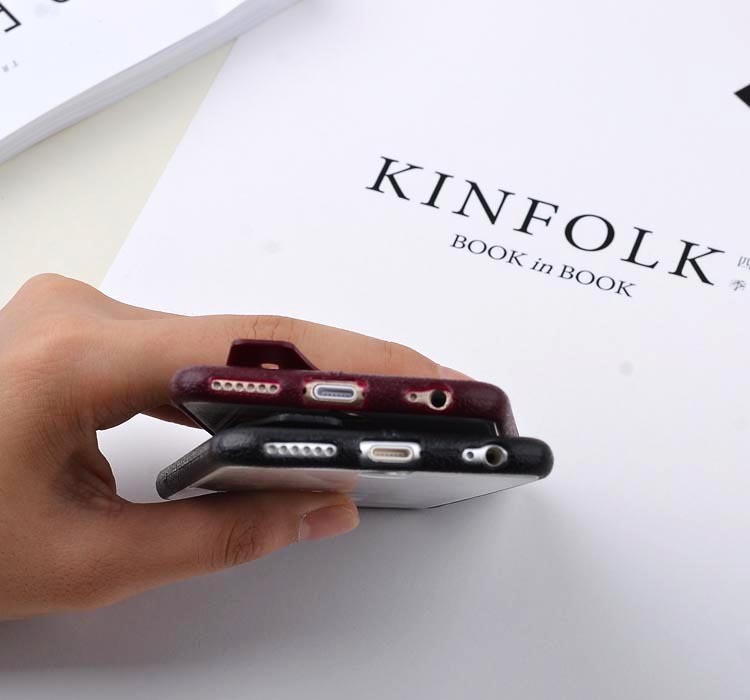 Leather pattern TPU pure color shockproof ultra thin brown soft case with stand for IphoneX 8 7plus 6s