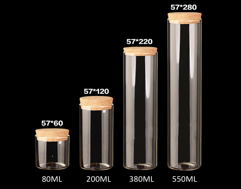 57mm Wholesale Empty Glass Jars Bottles with Cork lid, for Messages, Wedding Wish, DIY, Projects, Decoration