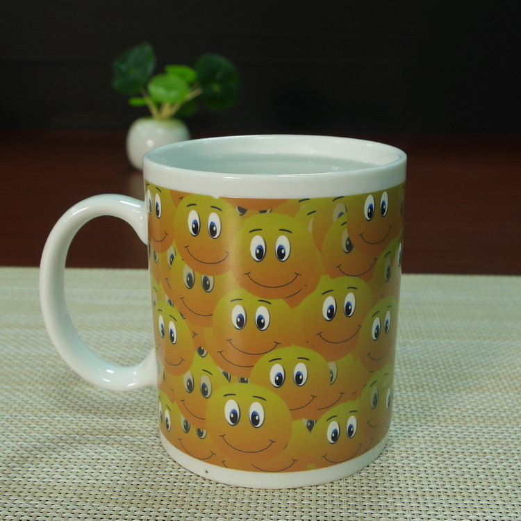 Square mug smile face heat sensitive color changing mugs 11 oz