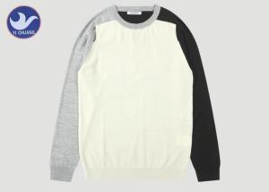 Wholesale Shoulder Slit Contrast Color Men's Knit Pullover Sweater O Neck Knitwear Long Sleeves from china suppliers