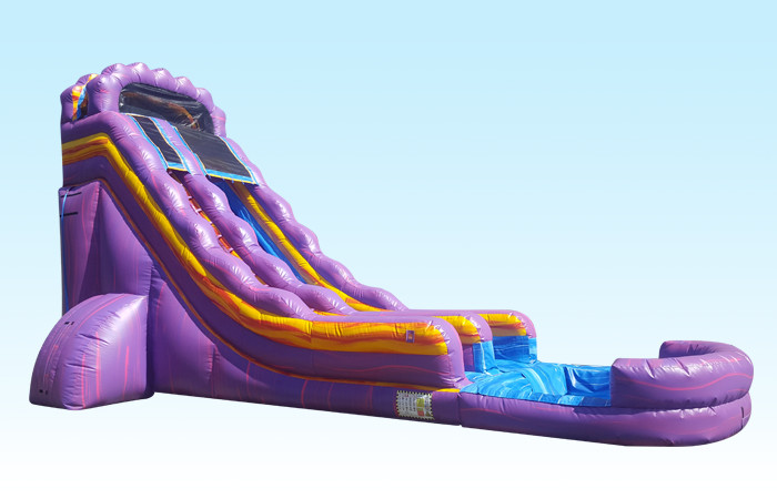 Teenager 22ft Purple Paradise Inflatable Water Slides With Pool For Backyard Party