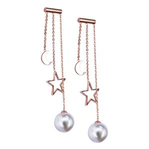 Wholesale Fashion jewelry moon star hanging pearl earring rose gold stud earring sets from china suppliers
