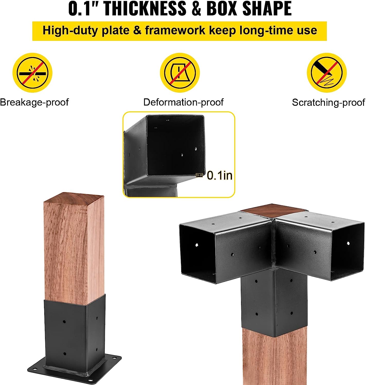 Wood Construction Black Electrophoretic Paint Spraying Metal Hardware Kit Pergola Extension Frame Corner Brackets