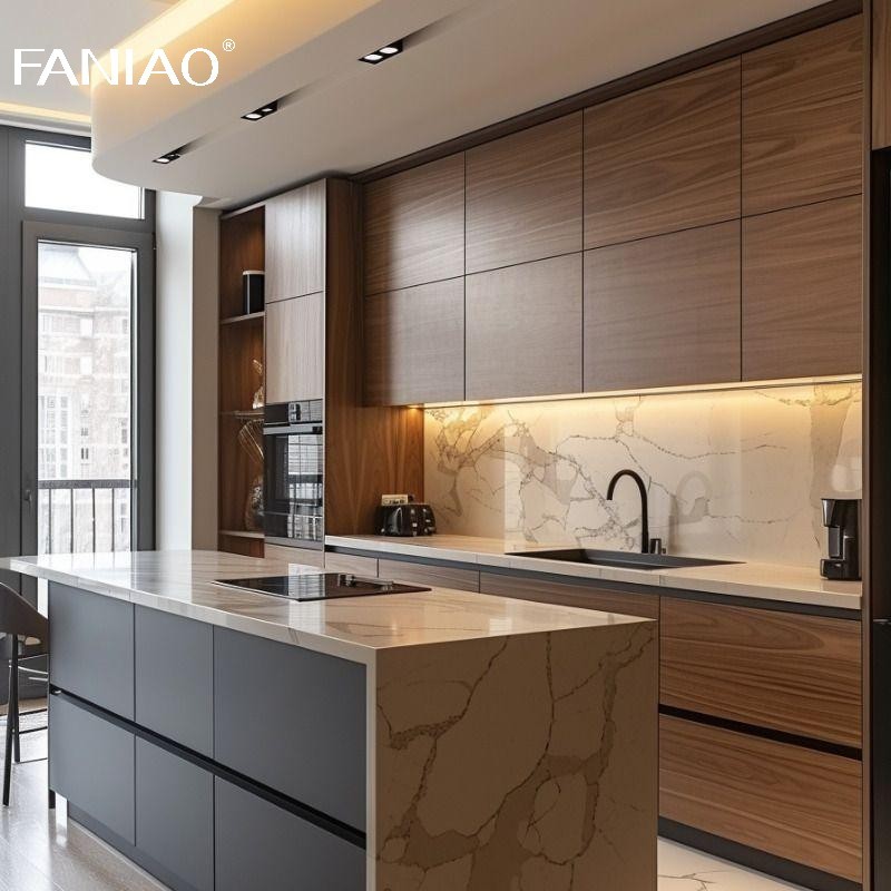 Full Set Smart Modern Style Customize Solid Wood Kitchen Cabinet For Villa