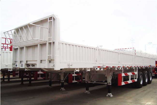 3 Axles Side Wall Semi Trailer 60 Tons Loading Capacity FUWA / BPW Axle
