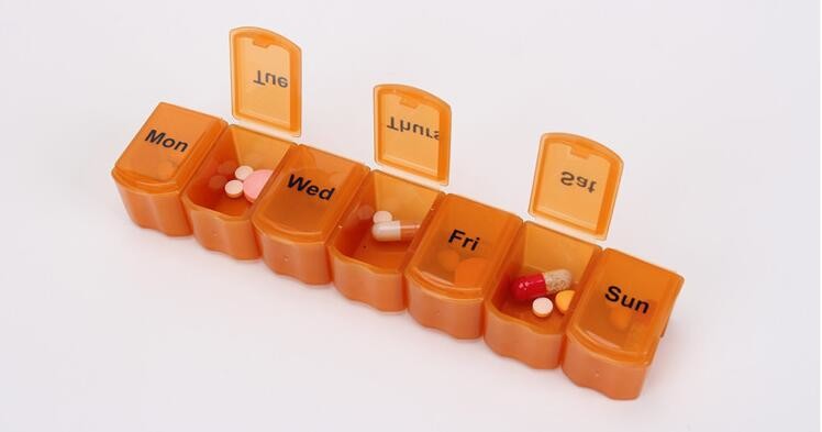 Weekly unique design spring push button medicine box, Monthly plastic medicine storage box for 31 day, case, box, contai