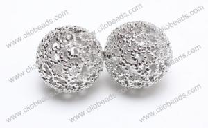 Wholesale Shiny Sparkling Rhodium Plated Zinc Alloy Rounds Jewelry Beads Findings 14mm AL16039 from china suppliers