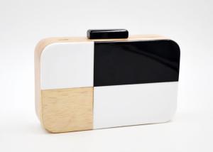 Wholesale Natural Black White Acrylic Wooden Clutch Bag With Snake Shape Chain from china suppliers