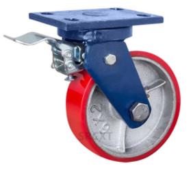Wholesale polyurethane iron wheel super heavy duty red PU castors 700kgs from china suppliers