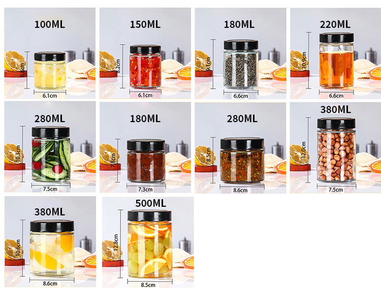 Cheap Price 180ml 280ml 380ml 500m Frasco De Vidrio Food Storage Mini Jar with Lids