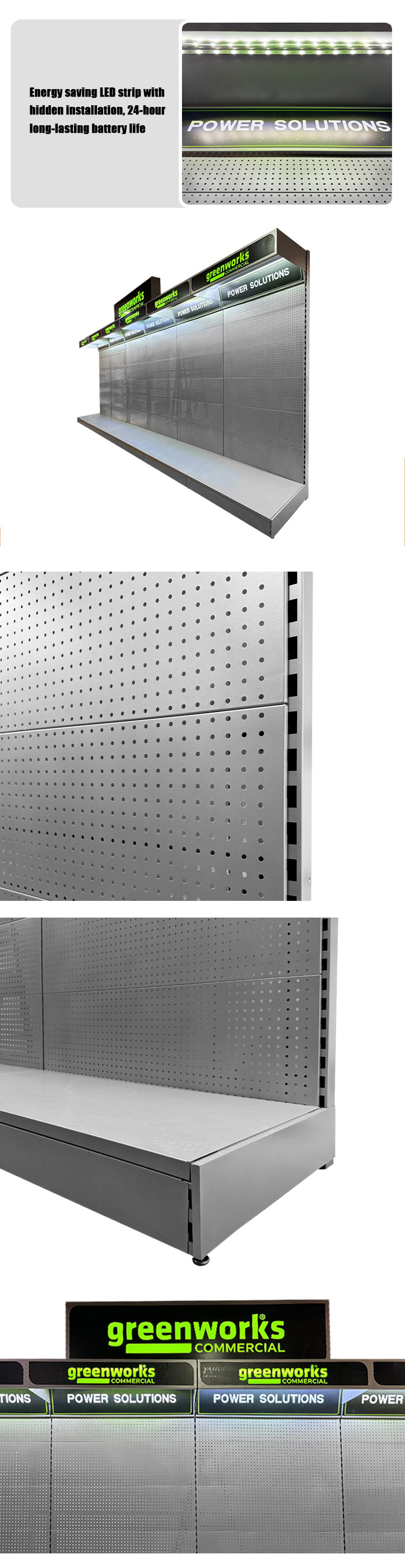 Retail Store Supermarket Professional Metal Tool Display Rack With Powder Coating Finish