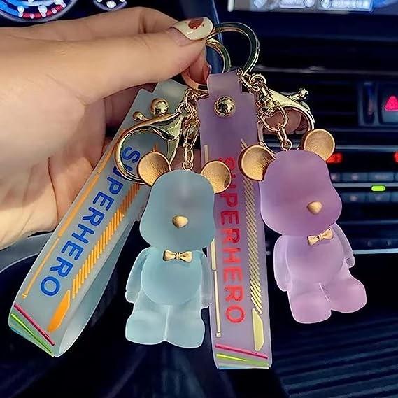 Cartoon Bear Keychain Cute Crystal Keychain Suitable for Car Keys Bag Ornaments