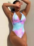 V Neck Ladies One Piece Swimsuit Tie Dyed Sexy Swim Wear One Piece Women Bikini