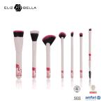 3D Printing Wooden Handle Makeup Brushes 7pcs Two Tones Synthetic Hair OEM