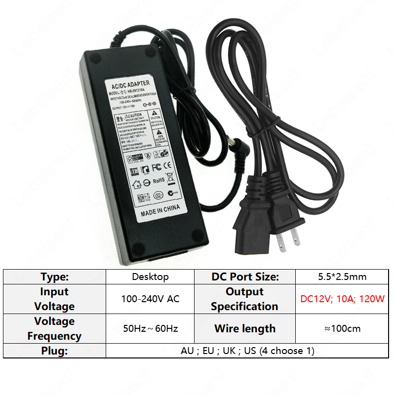 100-240V AC to DC 12V Wall Plug Desktop Type 5.5*2.5m Power Supply 1A 2A 3A 5A 6A 7A 10A