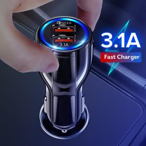 Wholesale 18W 3.1A Car Charger Quick Charge 3.0 Universal Dual USB Fast Charging QC For iPhone Samsung Xiaomi Mobile Phone In Car from china suppliers