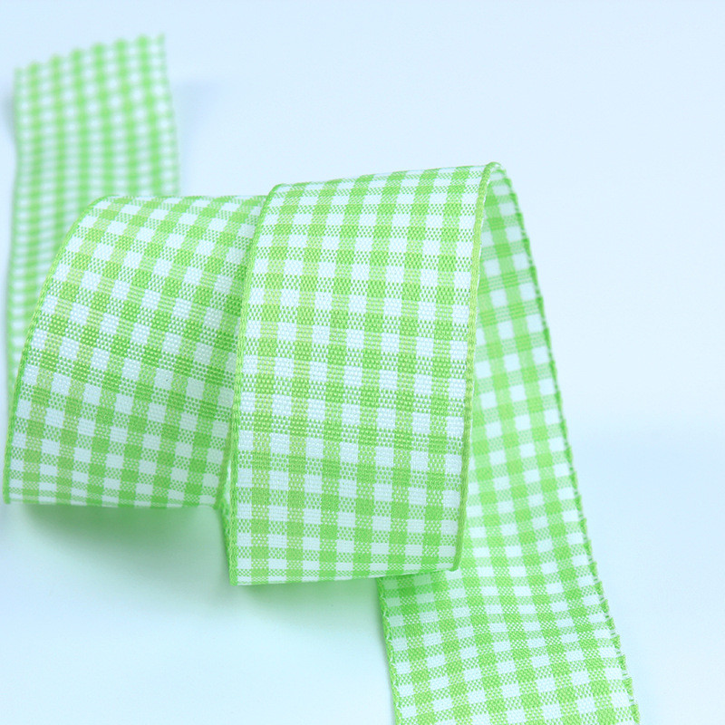 2.5cm Polyester Plaid Ribbon for Gift Packing and Chocolate Box Ribbon Bow Decoration