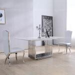 Width 39inch Stainless Steel Kitchen Table Set Artificial Marble Top Dining