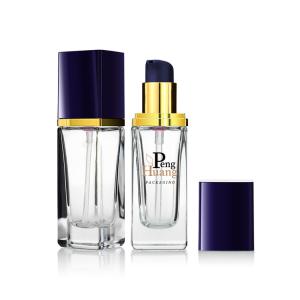 Wholesale Square Cosmetic Container Empty 30ml Clear Glass Foundation Bottle For Lotions F150 from china suppliers
