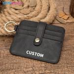Fashion Cowhide Leather Keychain Wallet Credit Card Holder for Men Women Custom