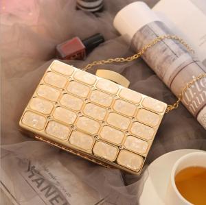 Wholesale Glitter Gold Acrylic Rectangle Purse Frame 17*11*2.5cm from china suppliers