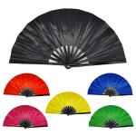Bamboo Fabric Printing Logo Customized Hand Fan Foldable Large Big Size 33cm