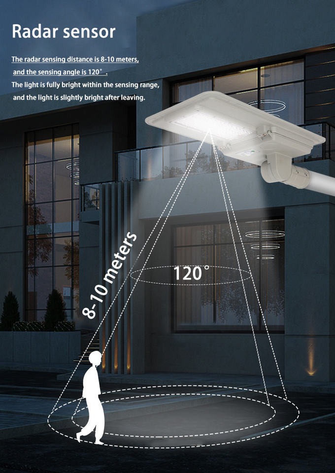 60W Ip65 Solar Street Light All In One Waterproof Motion Sensor Led Road Lighting