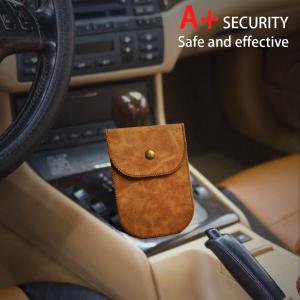 Wholesale Keyless Anti Theft RFID Signal Blocking Pouch Key Fob PU Leather Retro Style from china suppliers