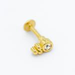Round Clear Crystal Labret Piercing Jewelry 16ga 1.2mm Anti Rust