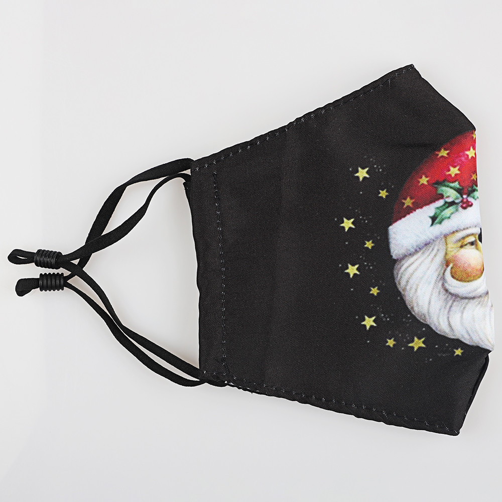 Washable Christmas Cotton Face Mask with Adjustable Loops and Nose