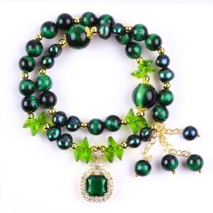 Wholesale Handmade Gemstone Beaded Bracelet Natural Green Tiger's Eye Stone Bracelet Adjustable Charms Bracelet For Party Daily We from china suppliers