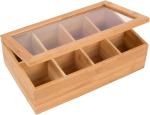 8 Compartments Bamboo Storage Box Tea Bag Chest Natural Color No Petrochemicals