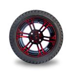 Red / Glossy Black Aluminum 12 Inch Golf Cart Wheels And Tires 215/35-12 Tyre