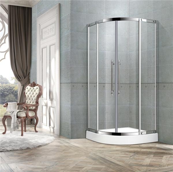 With Frame Stainless Steel Curve Shower Doors 8mm Clear Glass Two Middle