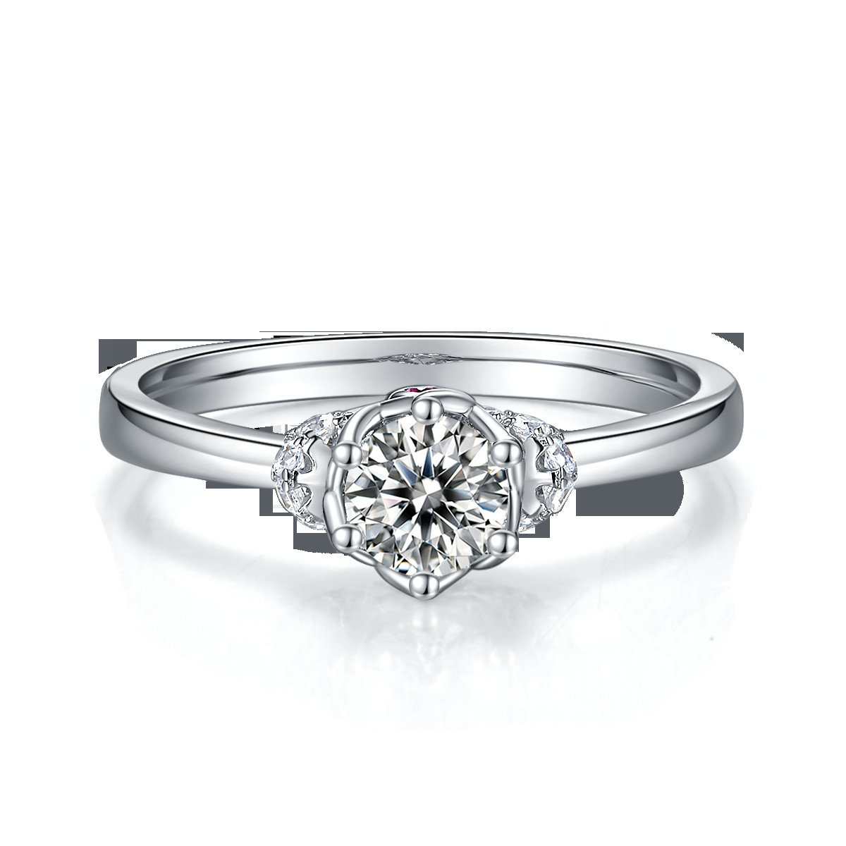 Unique Flower Style White Gold Plated Ring Custom Moissanite Ring Engagement Women Jewelry