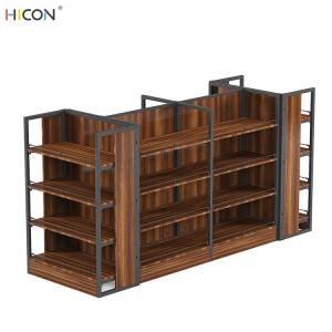 Wholesale Modern 4-Side Floor Brown Wood Gondola Supermarket Display Rack from china suppliers